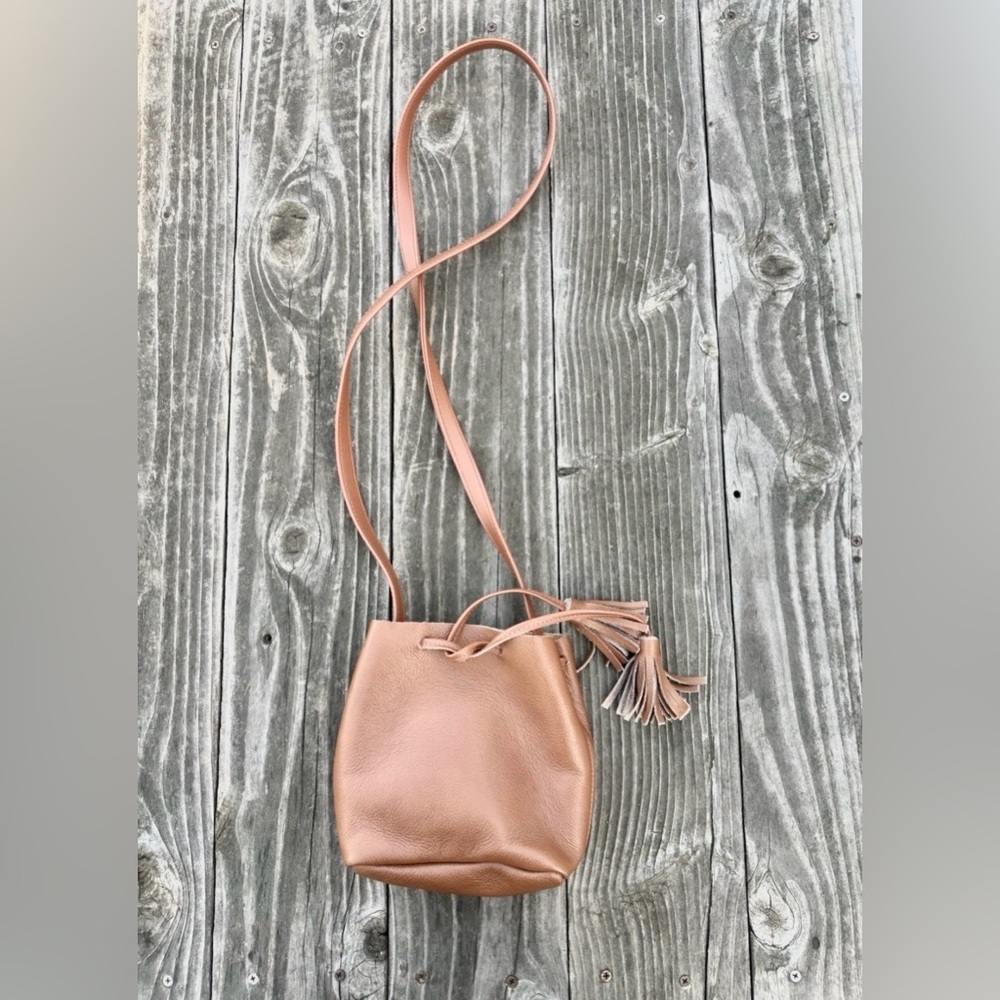 Shaffer Los Angeles Greta Mini Bucket Bag Crossbody Brown Leather Bag USA Made
